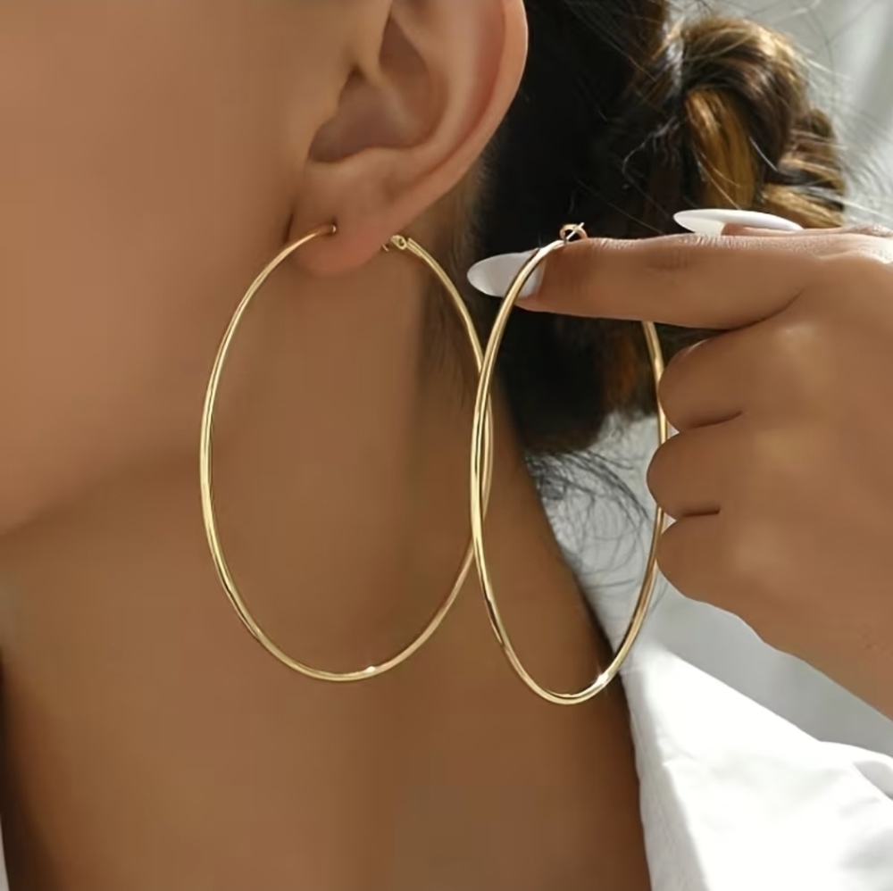 Classic Gold Oversized Hoop Earrings New